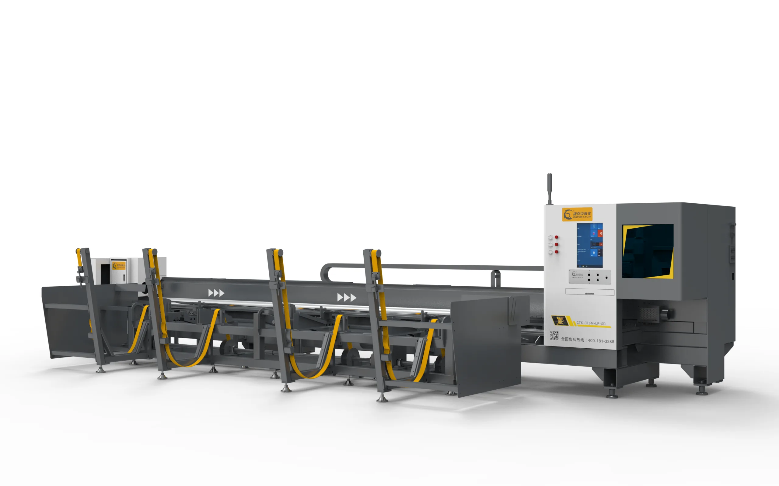 Heavy duty welded machine bed structure of laser pipe cutting machine