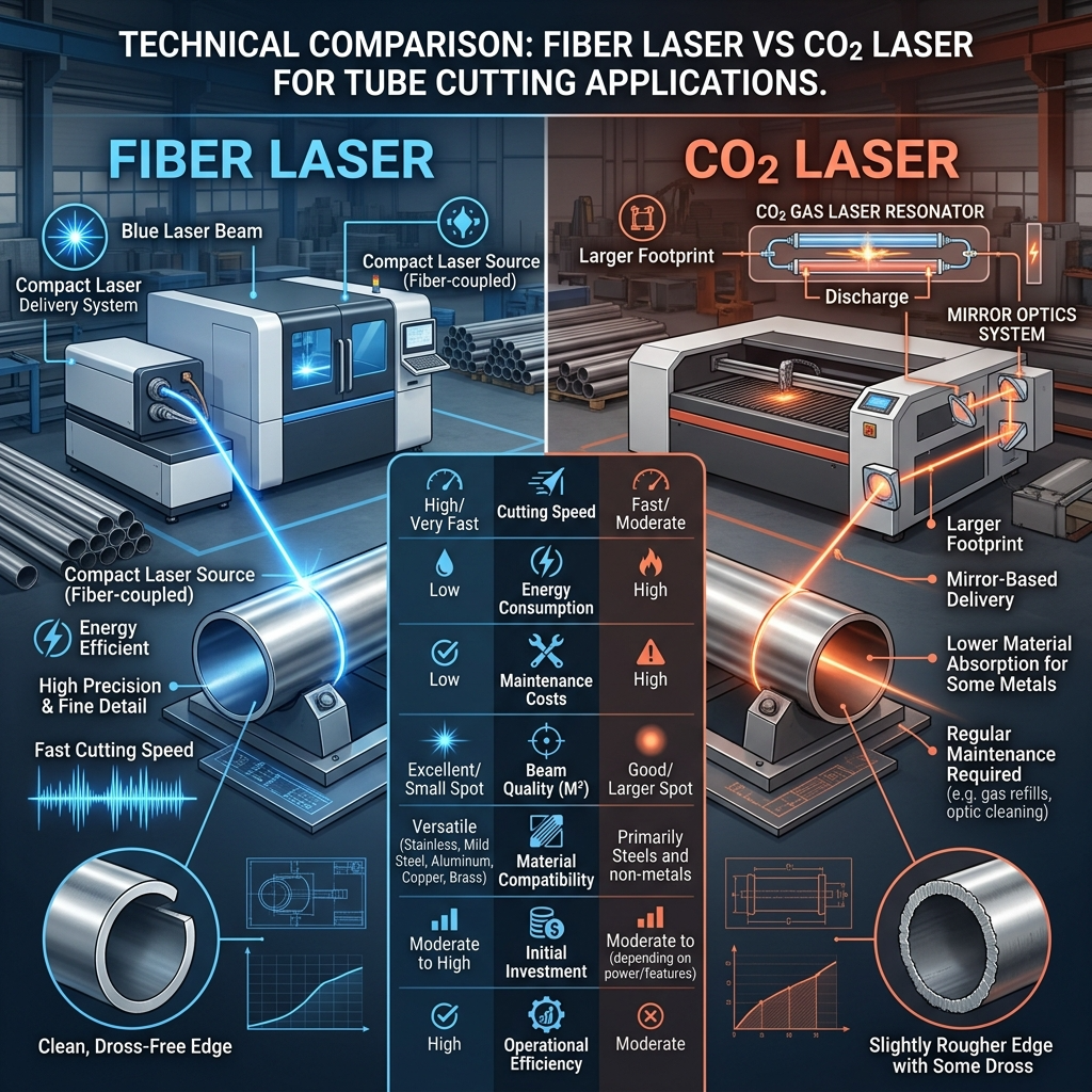 Fiber Laser vs CO2 Laser for Tube Cutting: Which Wins in 2026?